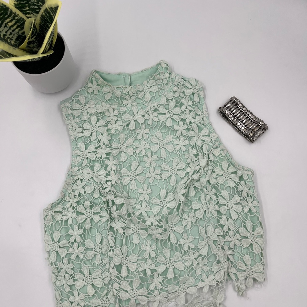 Charlotte Russe Mint Floral Lace Blouse